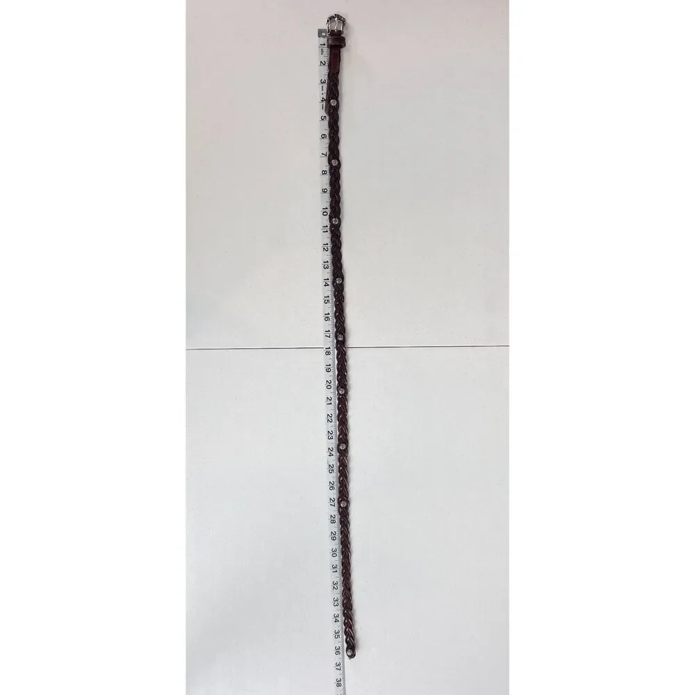 Donna Katz Women's Brown Braided Skinny Belt Genuine Leather Size M
